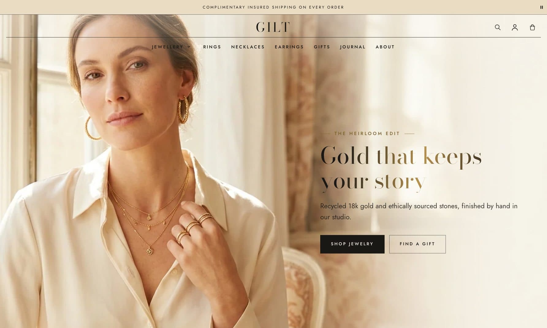 Gilt — тема для ювелірного магазину — Тема Shopify · Прикраси