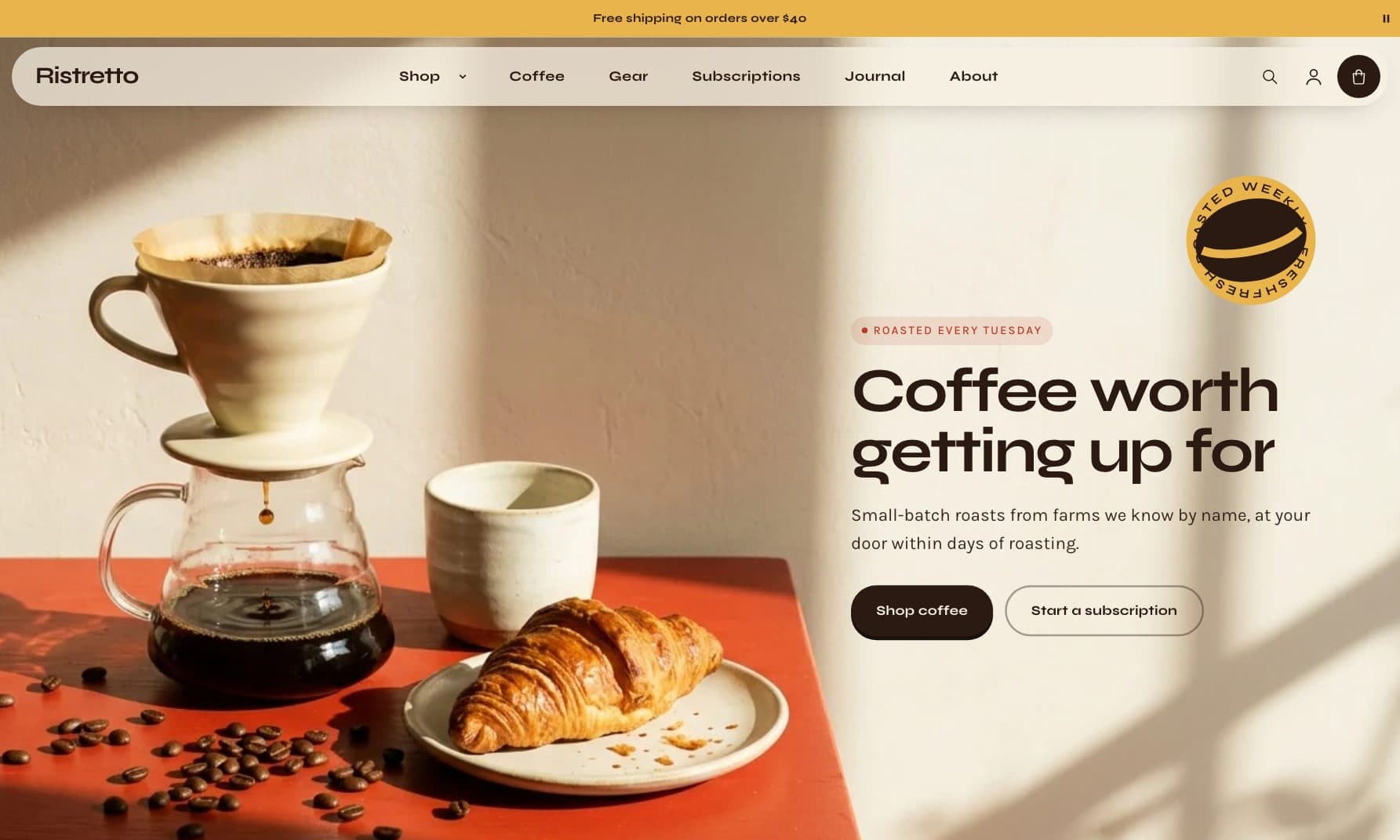 Ristretto — Shopify Theme · Coffee & Food